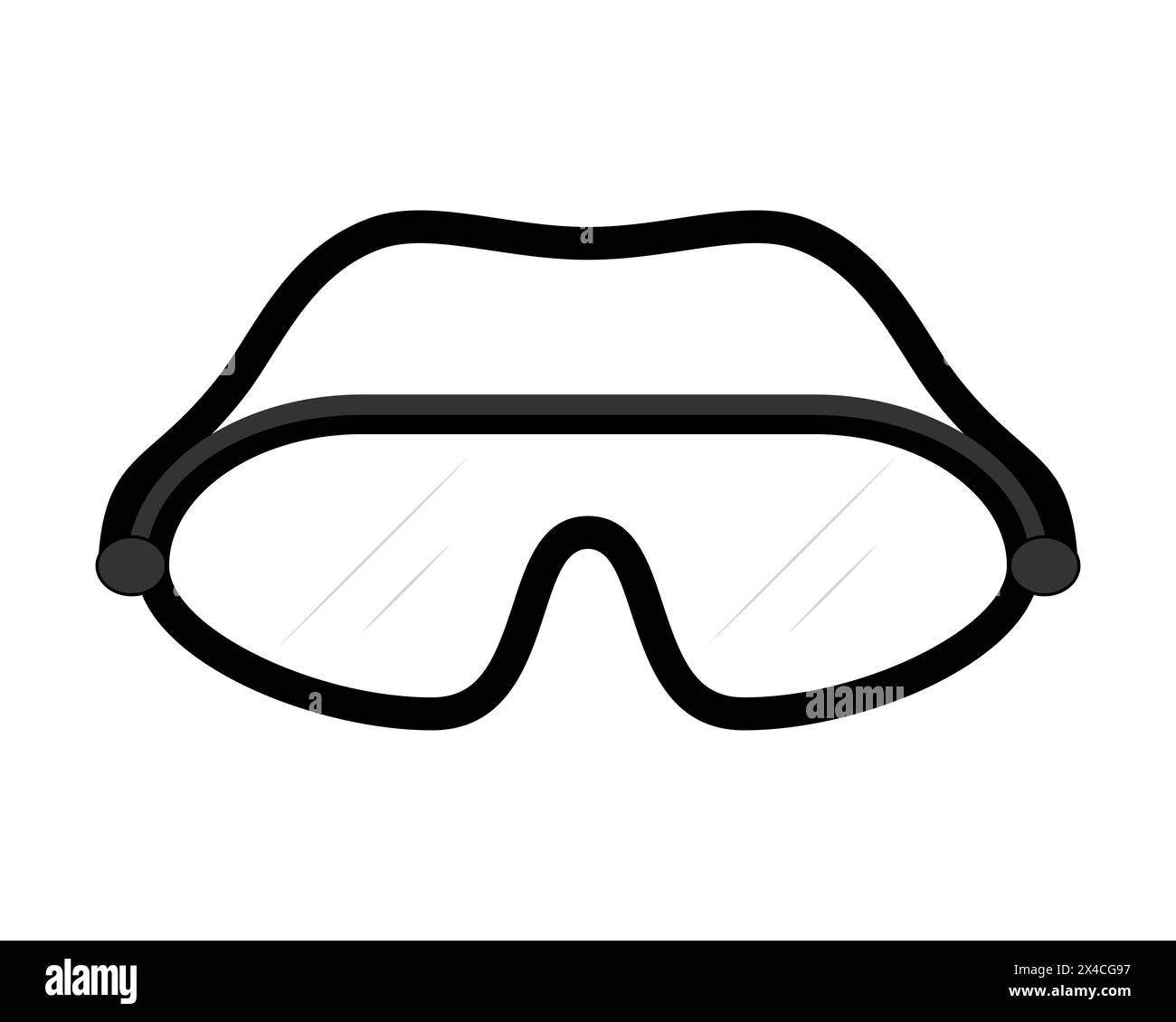 Icona vettoriale degli occhiali di protezione. Simbolo di protezione isolata per gli occhiali sportivi. Occhiali di sicurezza contro le intemperie, il vento e la neve. Illustrazione Vettoriale