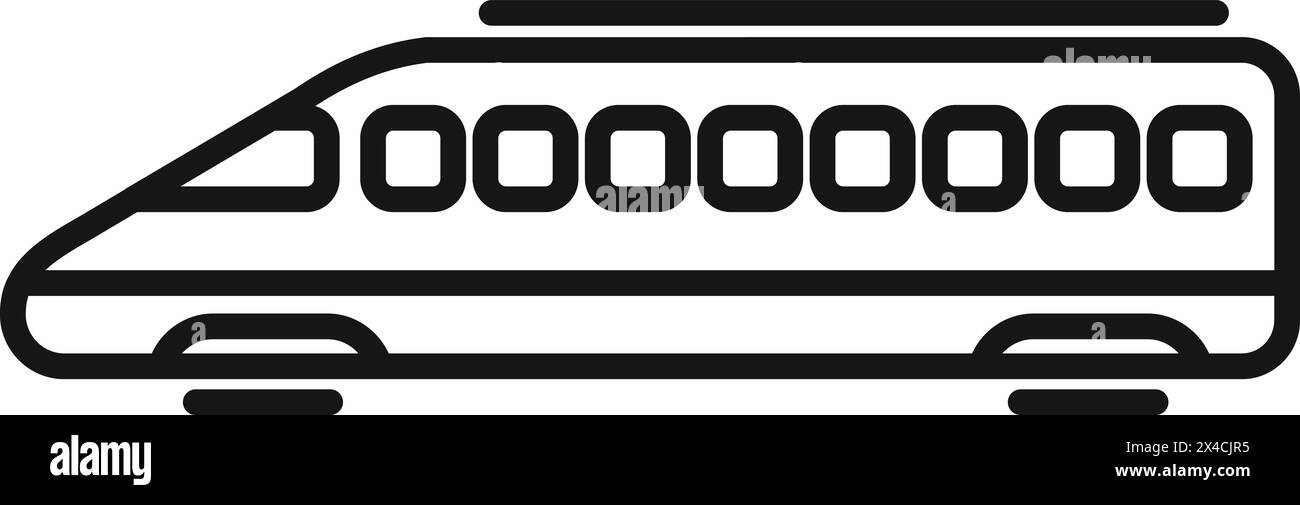 Vettore contorno icona treno anteriore in acciaio. Spostamento veloce. Trasporto di passeggeri Illustrazione Vettoriale