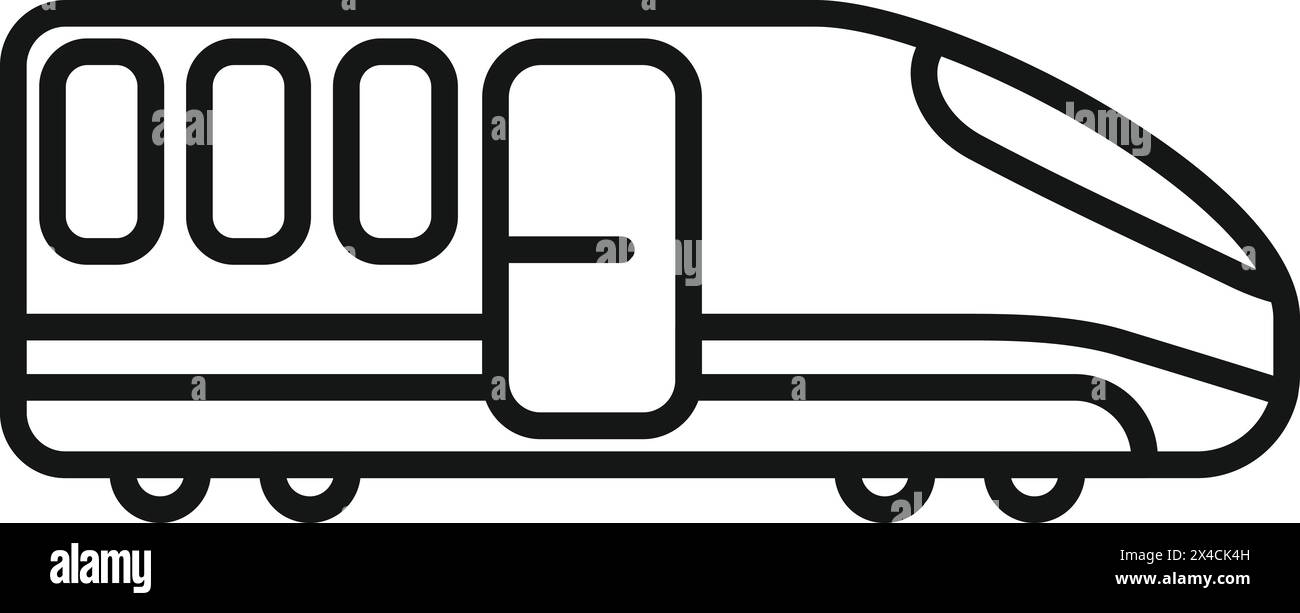 Vettore contorno icona locomotiva Express. Trasporto rapido elettrico. Design turistico Illustrazione Vettoriale