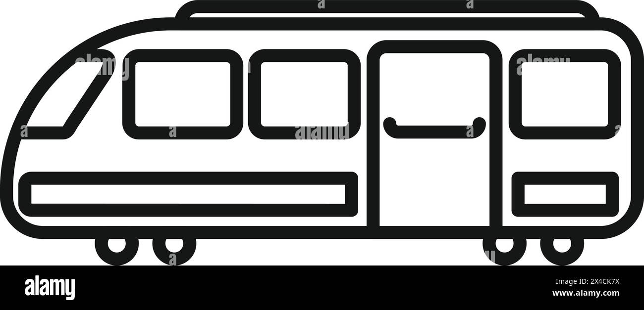 Vettore di contorno icona treno di trasporto rapido. Stazione pubblica. Design moderno Illustrazione Vettoriale