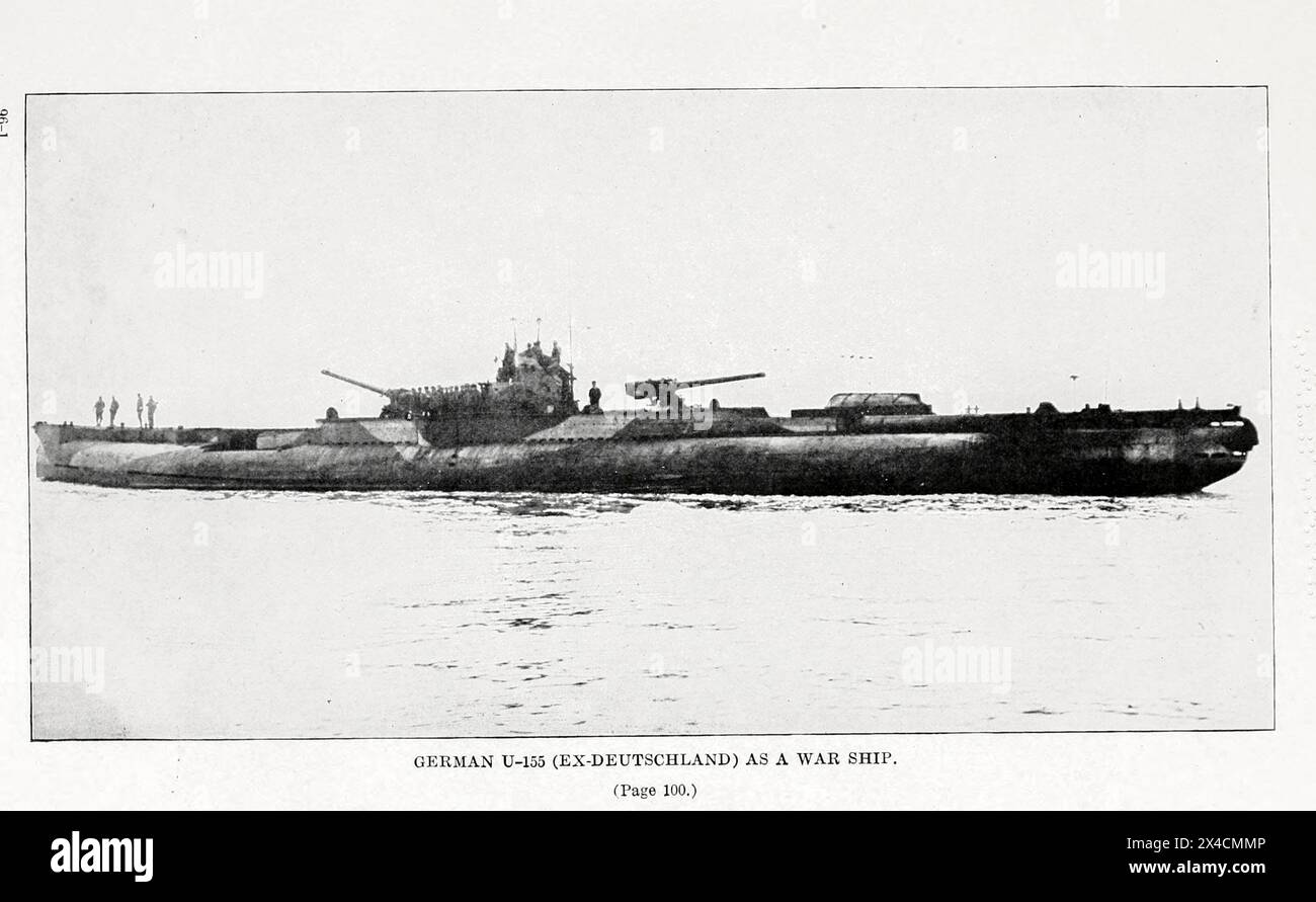 U-155 tedesco (ex-Deutschland) come nave da guerra di " attività sottomarine tedesche sulla costa atlantica degli Stati Uniti e del Canada " dagli Stati Uniti. Data di pubblicazione dell'Office of Naval Records and Library 1920 Foto Stock