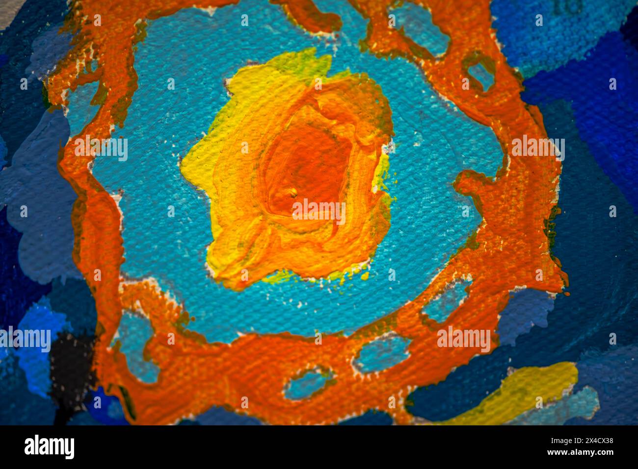 Un'accattivante foto macro cattura la ricca texture e i colori vivaci delle vernici a olio, creando uno sfondo astratto e artistico. Foto Stock