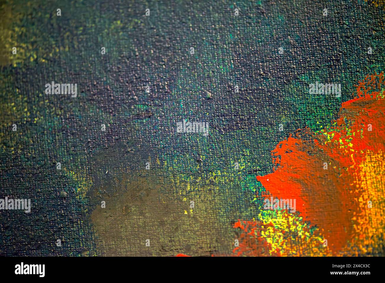 Un'accattivante foto macro cattura la ricca texture e i colori vivaci delle vernici a olio, creando uno sfondo astratto e artistico. Foto Stock