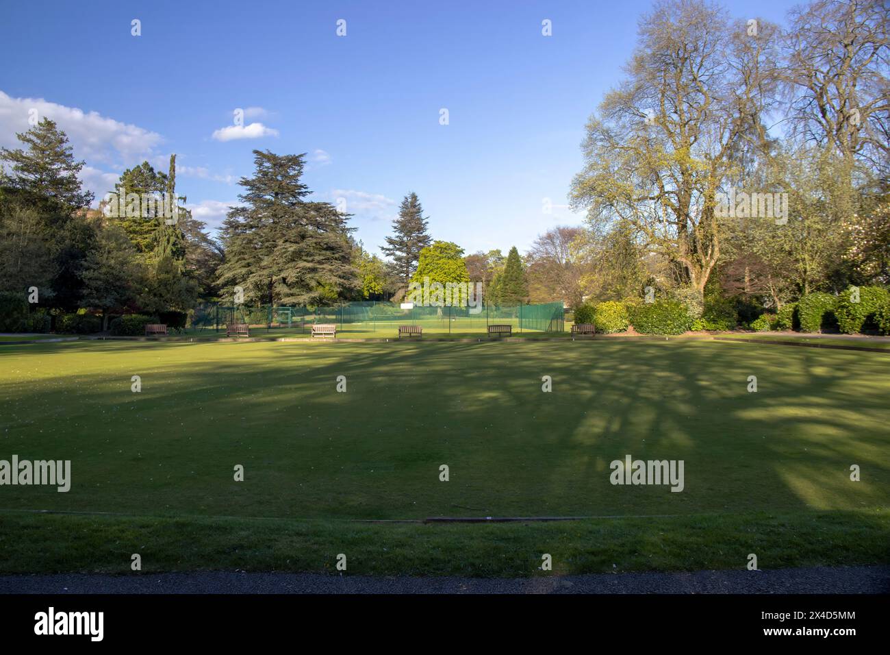 Il campo da bowling di Fitz Park, Keswick in Cumbria, Regno Unito Foto Stock