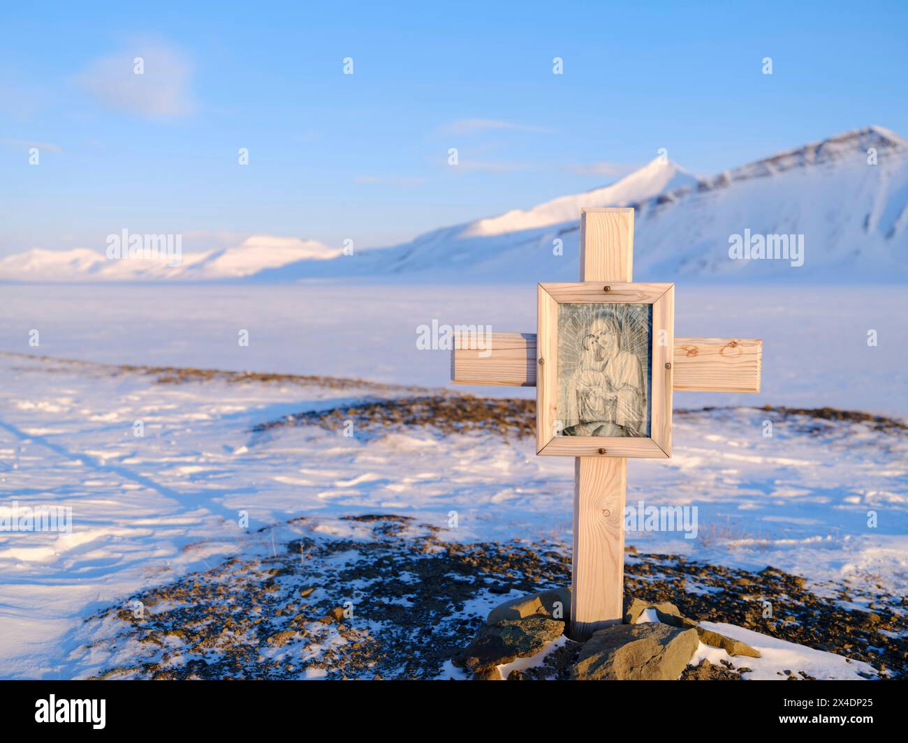 Tomba a Grondalen, isola di Spitsbergen. Regione artica, Scandinavia, Norvegia, Svalbard Foto Stock
