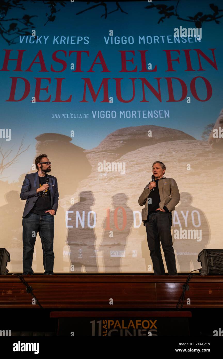 Viggo Mortensen presenta "The Dead Don't Hurt", il nuovo western in cui dirige e interpreta. Saragozza, Spagna Foto Stock