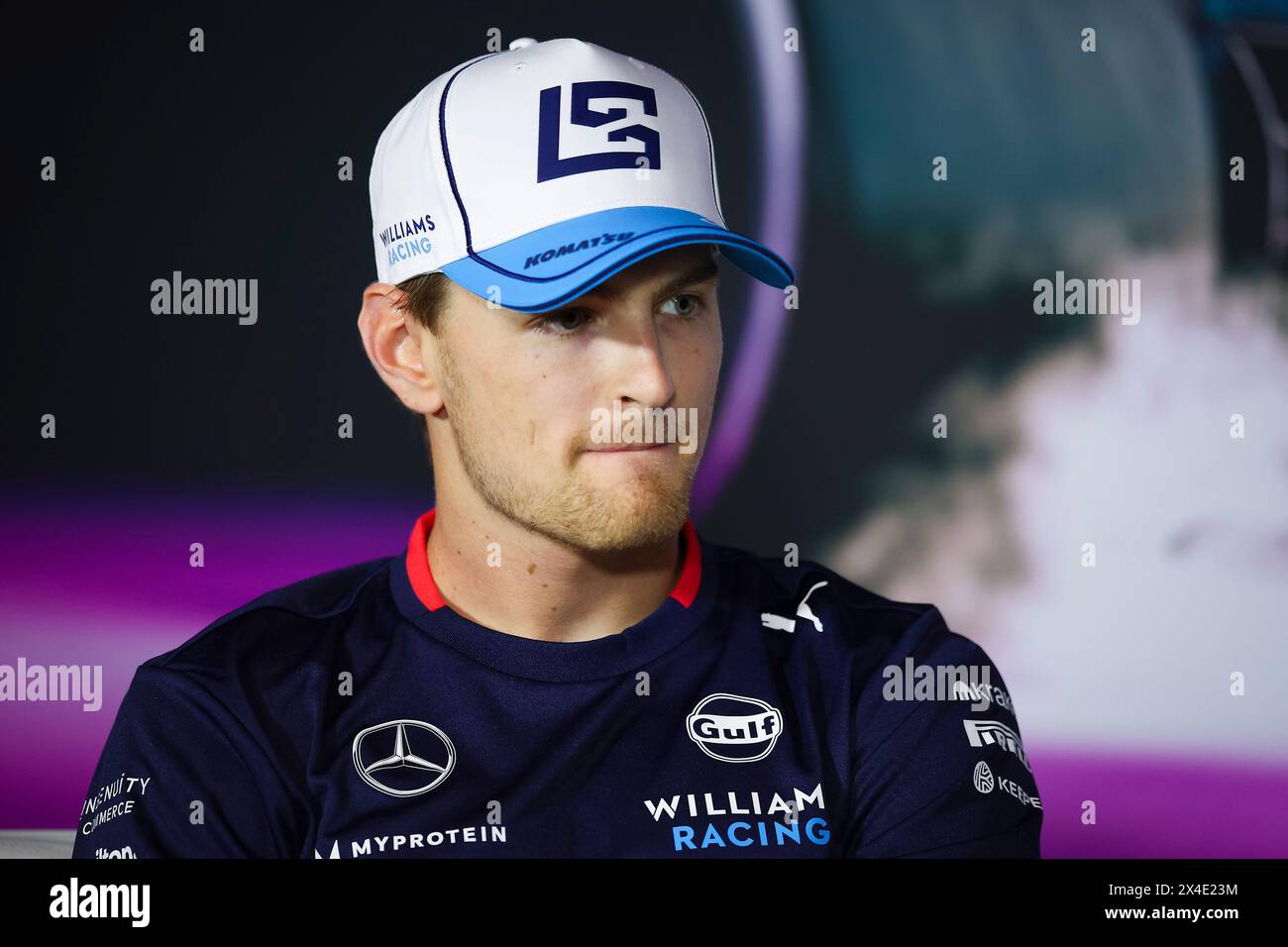 Miami, Etats Unis. 2 maggio 2024. SARGEANT Logan (usa), Williams Racing FW46, ritratto durante la Formula 1 Crypto.com Miami Grand Prix 2024, 6° round del Campionato del mondo di Formula 1 2024 dal 3 al 5 maggio 2024 sull'autodromo Internazionale di Miami, a Miami, Stati Uniti d'America - foto Eric Alonso/DPPI credito: media DPPI/Alamy Live News Foto Stock