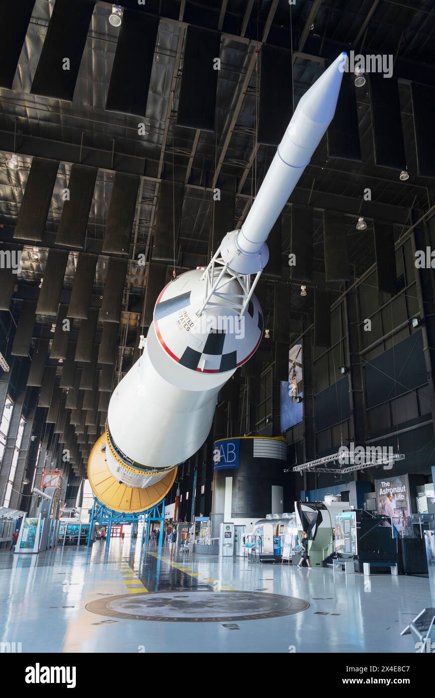 Saturn V Moon Rocket. Davidson Center for Space Exploration: Saturn V Hall. U.S. Space and Rocket Center, Huntsville, Alabama. Foto Stock