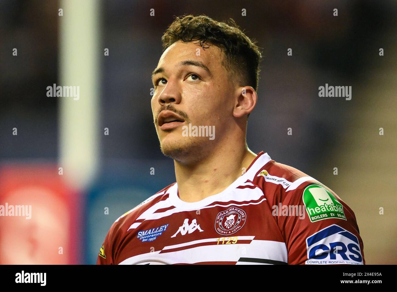 Tyler Dupree di Wigan Warriors durante la partita di Betfred Super League Round 10 Wigan Warriors vs Catalans Dragons al DW Stadium, Wigan, Regno Unito, 2 maggio 2024 (foto di Craig Thomas/News Images) in, il 5/2/2024. (Foto di Craig Thomas/News Images/Sipa USA) credito: SIPA USA/Alamy Live News Foto Stock