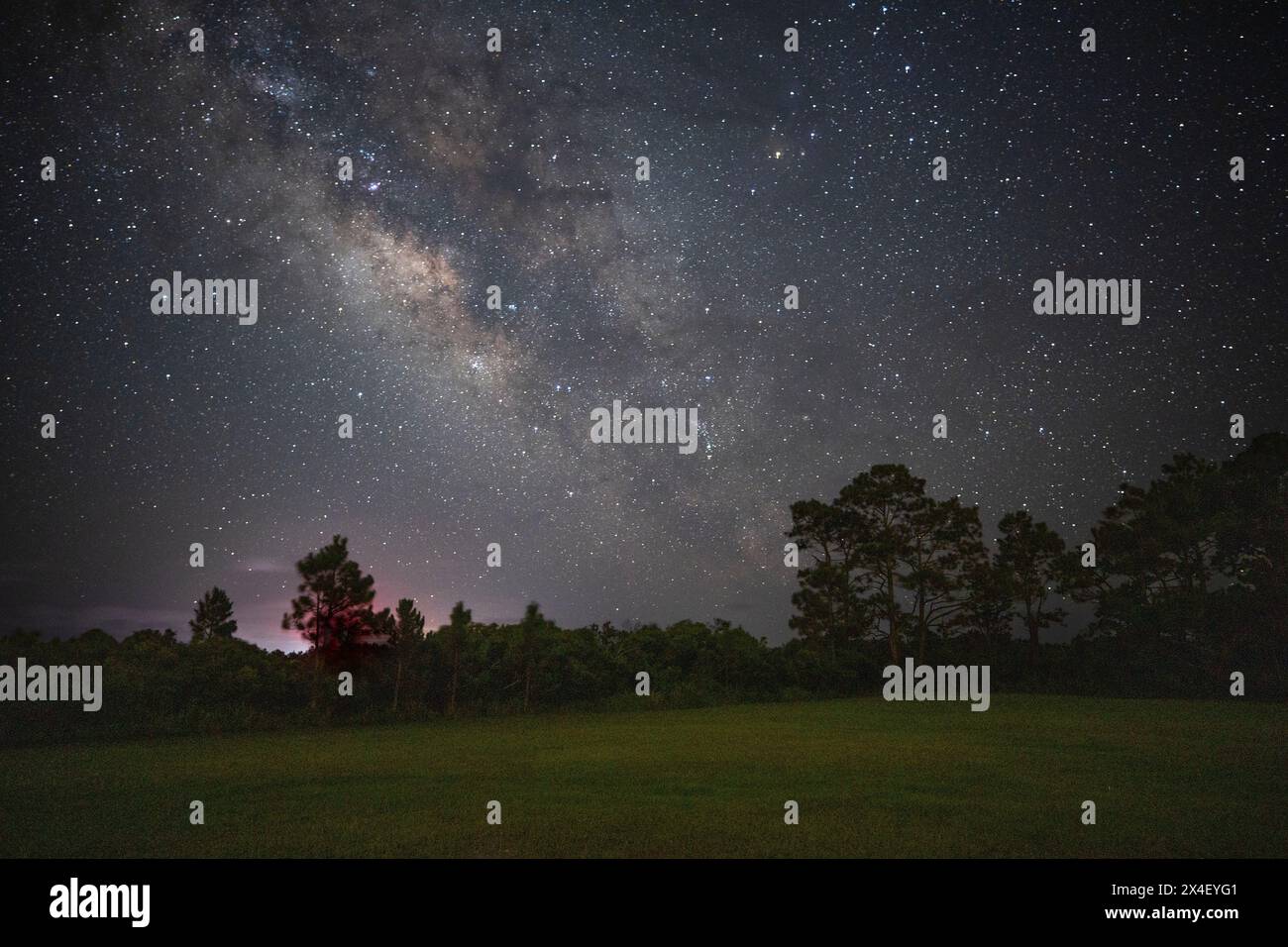 USA, North Carolina, Nags Head. Parco del faro di Bodie Island e via Lattea Foto Stock