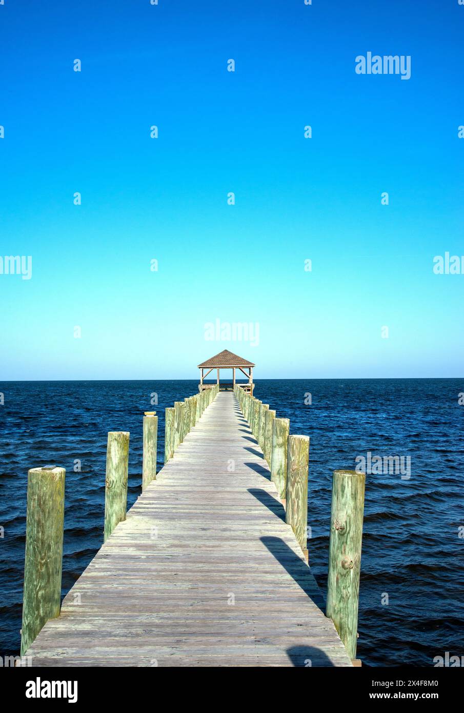 Molo al Cape Hatteras National Seashore, Outer Banks, Buxton, North Carolina Foto Stock