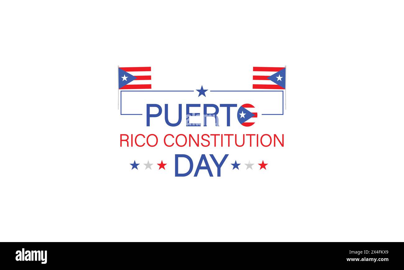 Illustrazione di testo progettare Un omaggio creativo alla giornata della Costituzione di Porto Rico Illustrazione Vettoriale