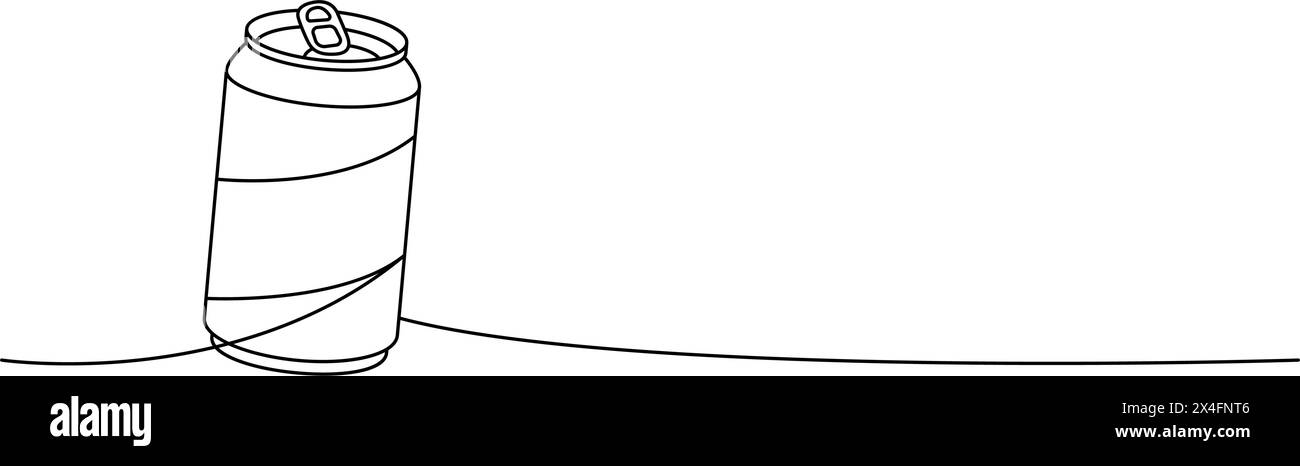 La birra può una linea di disegno continuo. Illustrazione continua di una riga dei prodotti da pub della birra. Illustrazione lineare vettoriale. Illustrazione Vettoriale