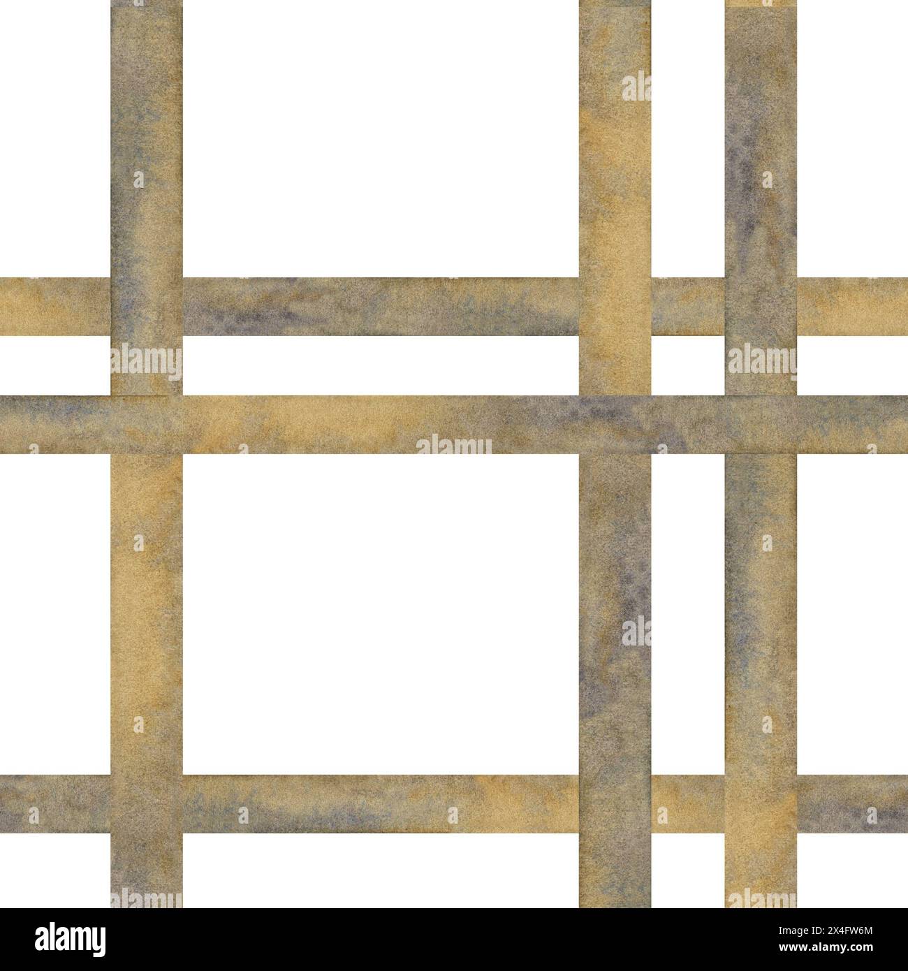Motivo senza cuciture di strisce geometriche e strisce di nastro beige dorato da un vecchio set di scrittura vintage. Illustrazione acquerello per un modello per KN Foto Stock