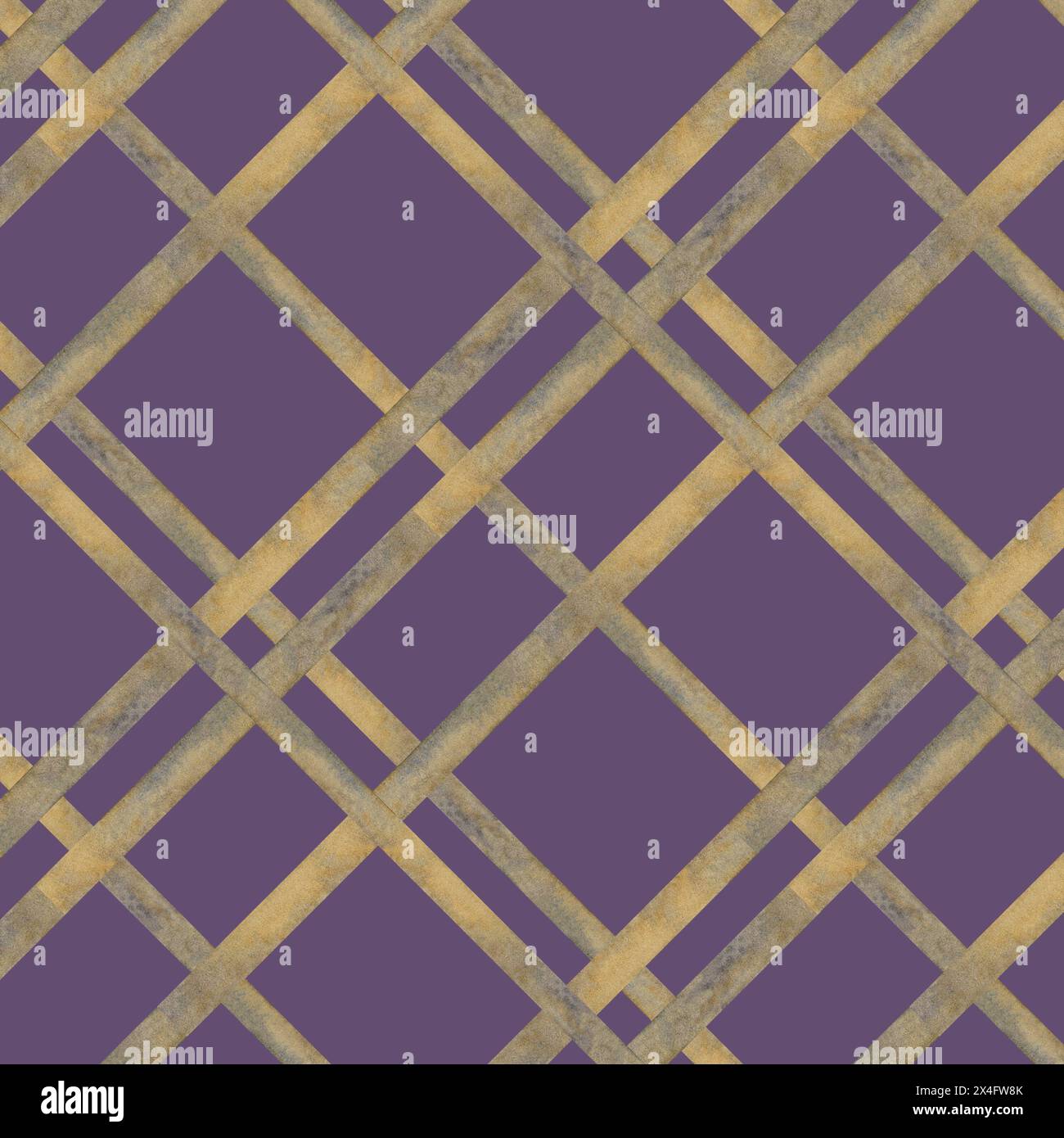 Motivo senza cuciture di strisce geometriche e strisce di nastro beige dorato da un vecchio set di scrittura vintage. Illustrazione acquerello per un modello per KN Foto Stock