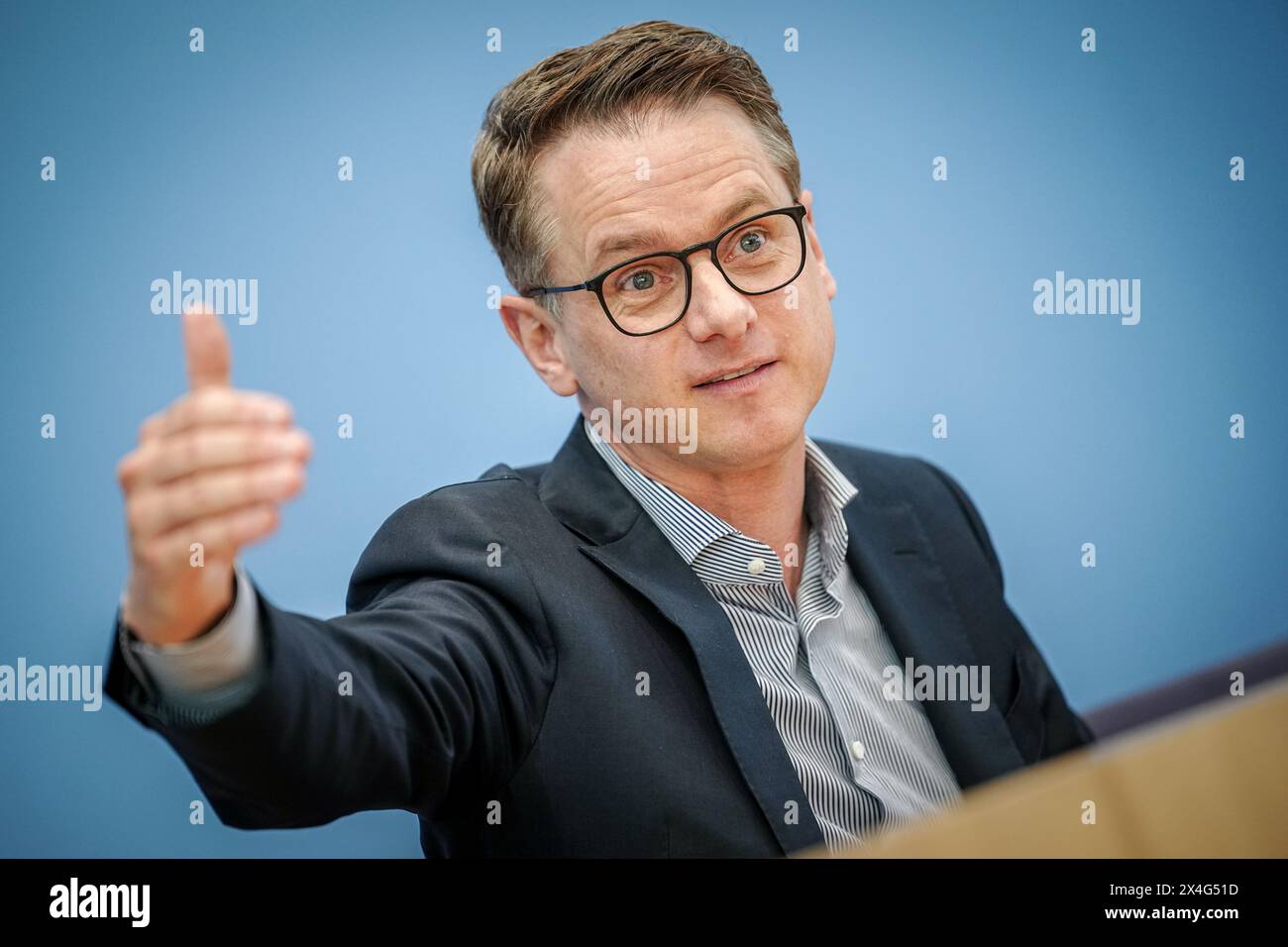 Berlino, Germania. 3 maggio 2024. Il Segretario generale della CDU Carsten Linnemann tiene una conferenza stampa sulla prossima conferenza del partito CDU. Crediti: Kay Nietfeld/dpa/Alamy Live News Foto Stock