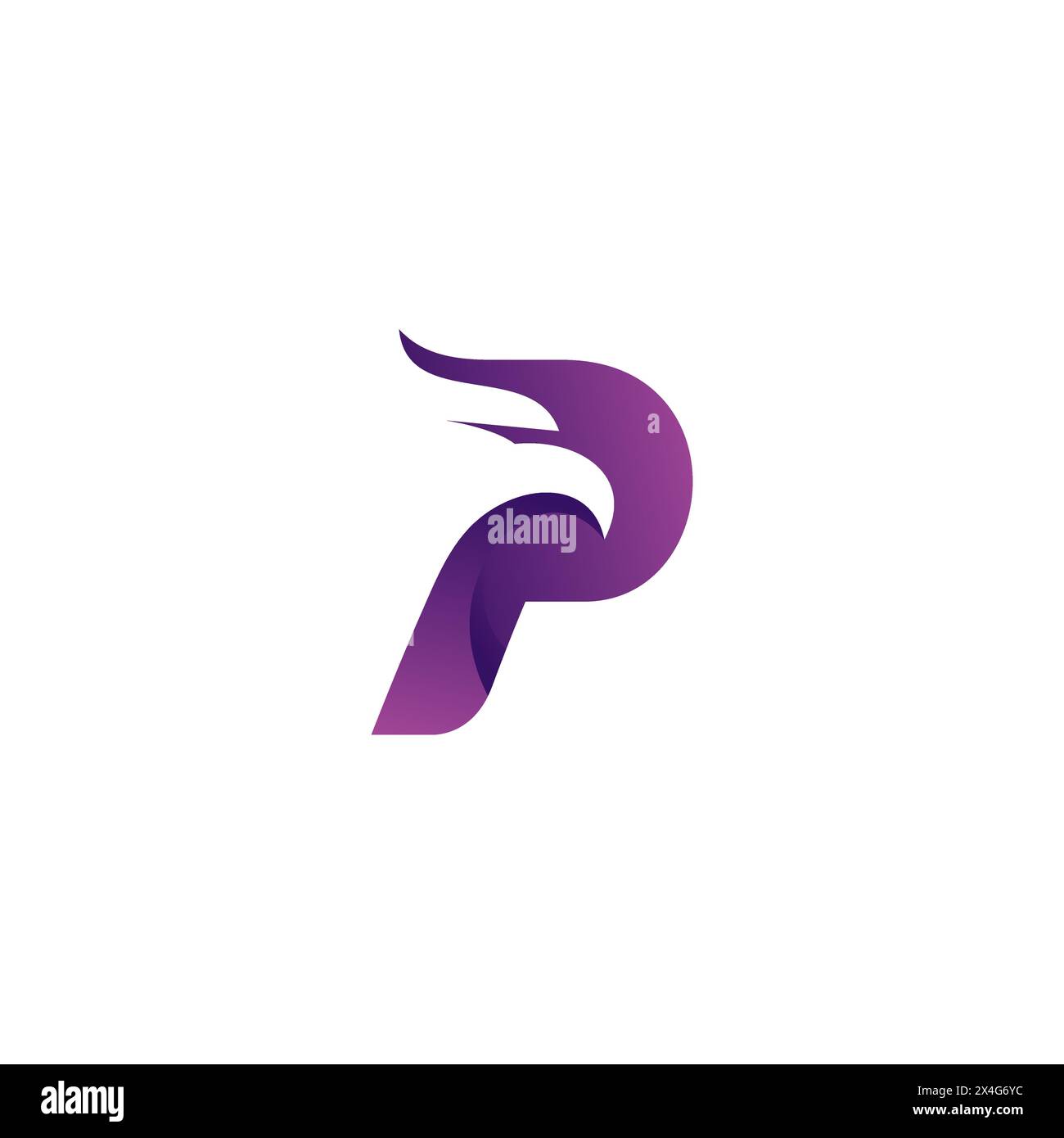 Logo P Eagle con combinazione di colori viola. Icona lettera P. Illustrazione Vettoriale