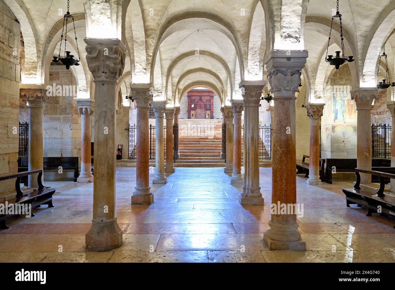 Verona Veneto Italia. La Basilica di San Zeno. La cripta Foto Stock