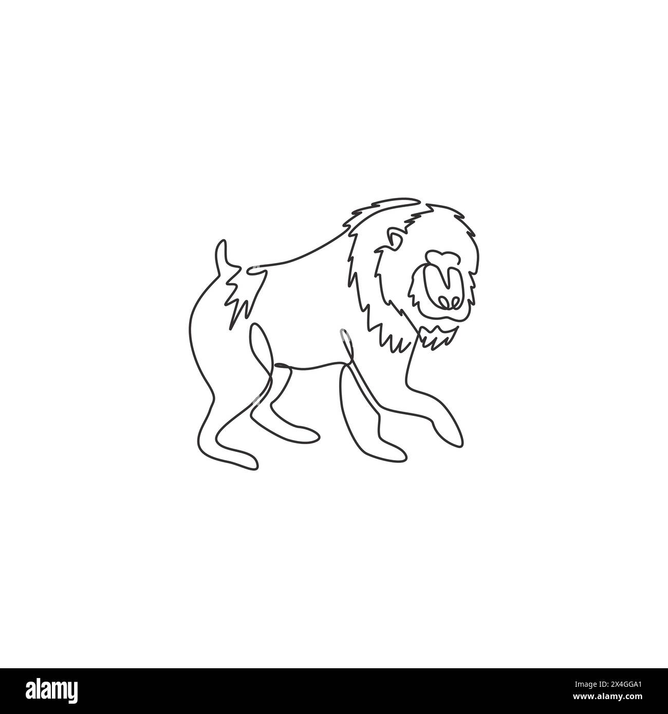Un disegno a linea singola di adorabili mandriani per l'identità del logo aziendale. Concetto di mascotte di primate di grande bellezza per l'icona del parco nazionale di conservazione. Moderno Illustrazione Vettoriale