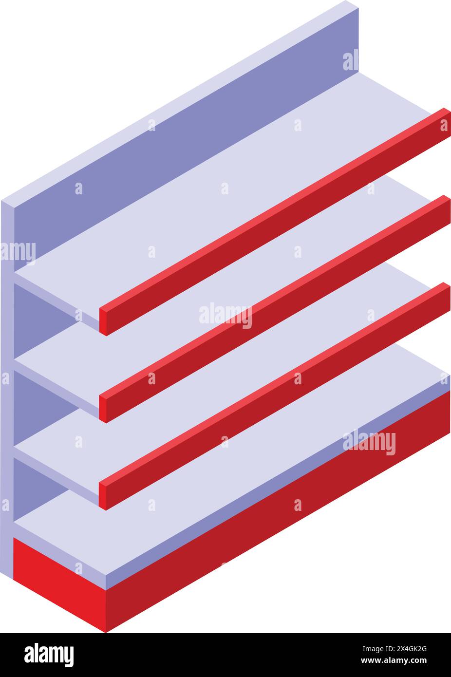 Vettore isometrico icona rack supermercato. Vetrina del punto vendita. Commercializzare il prodotto Illustrazione Vettoriale