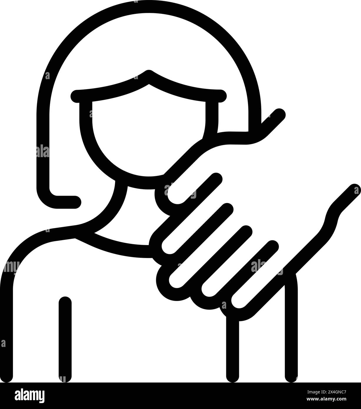 L'icona di protezione dei diritti femminili delinea il vettore. Parità di genere. Basta con gli abusi e la violenza delle donne Illustrazione Vettoriale