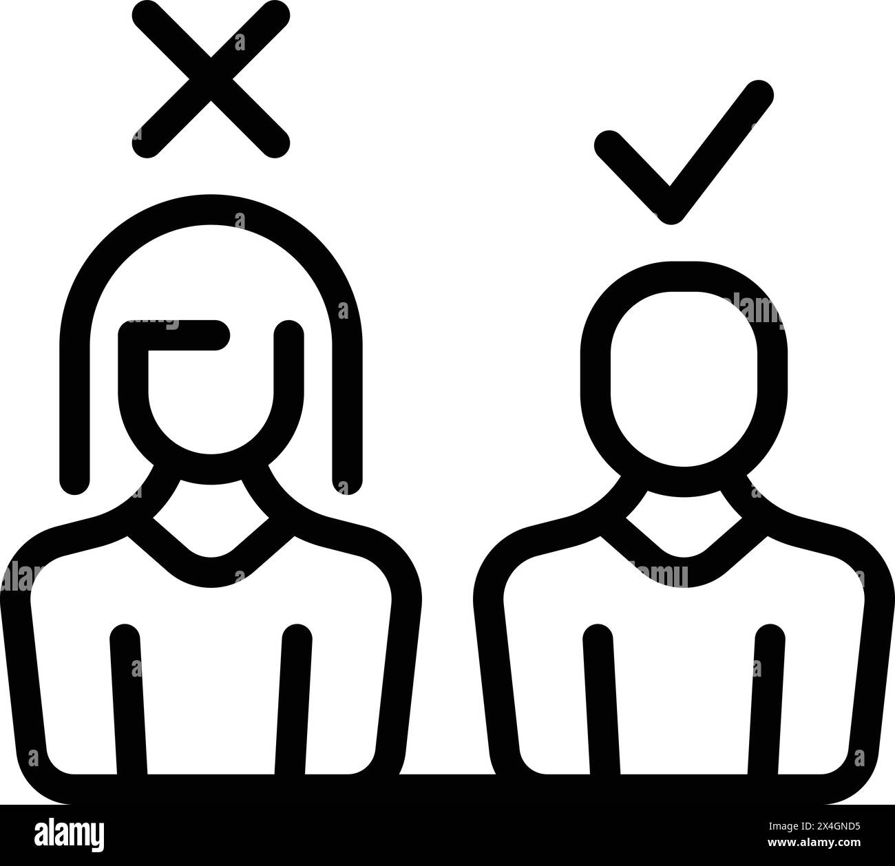 Il vettore dell'icona di esclusione di genere femminile. Discriminazione delle donne. I diritti delle persone il pregiudizio per la disuguaglianza Illustrazione Vettoriale