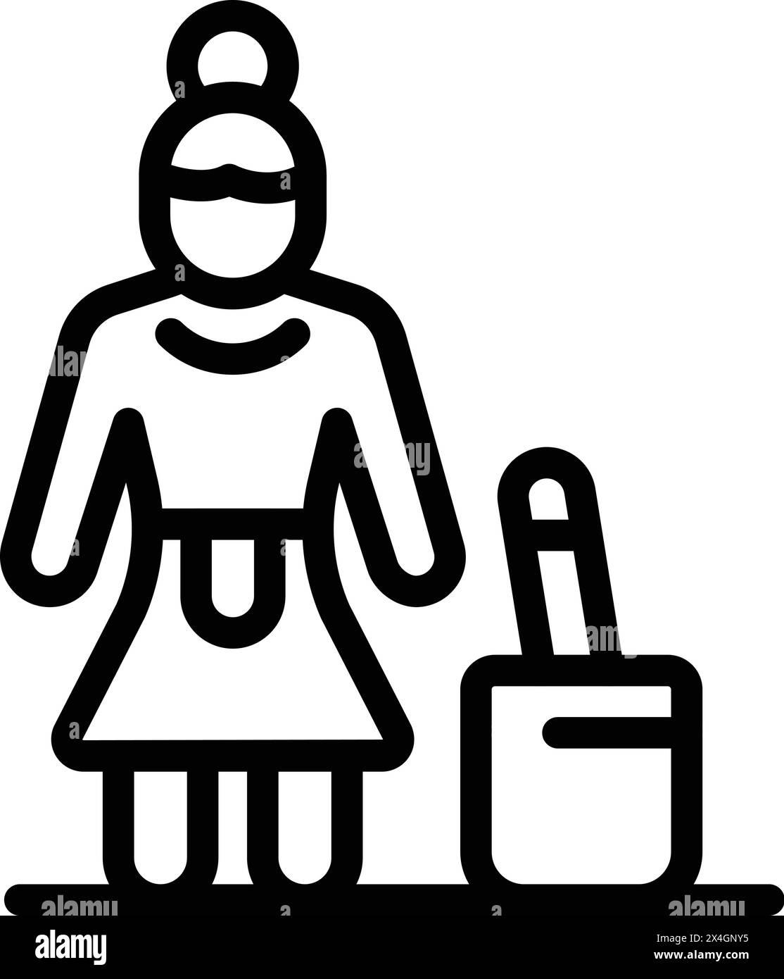 Immagine vettoriale dell'icona stereotipo della casalinga. Pregiudizio di genere. Violazione dei diritti umani Illustrazione Vettoriale