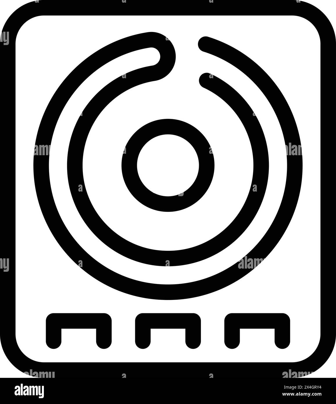 Icona del piano di cottura a induzione portatile. Piano di cottura elettromagnetico. Utensili da cucina magnetici Illustrazione Vettoriale