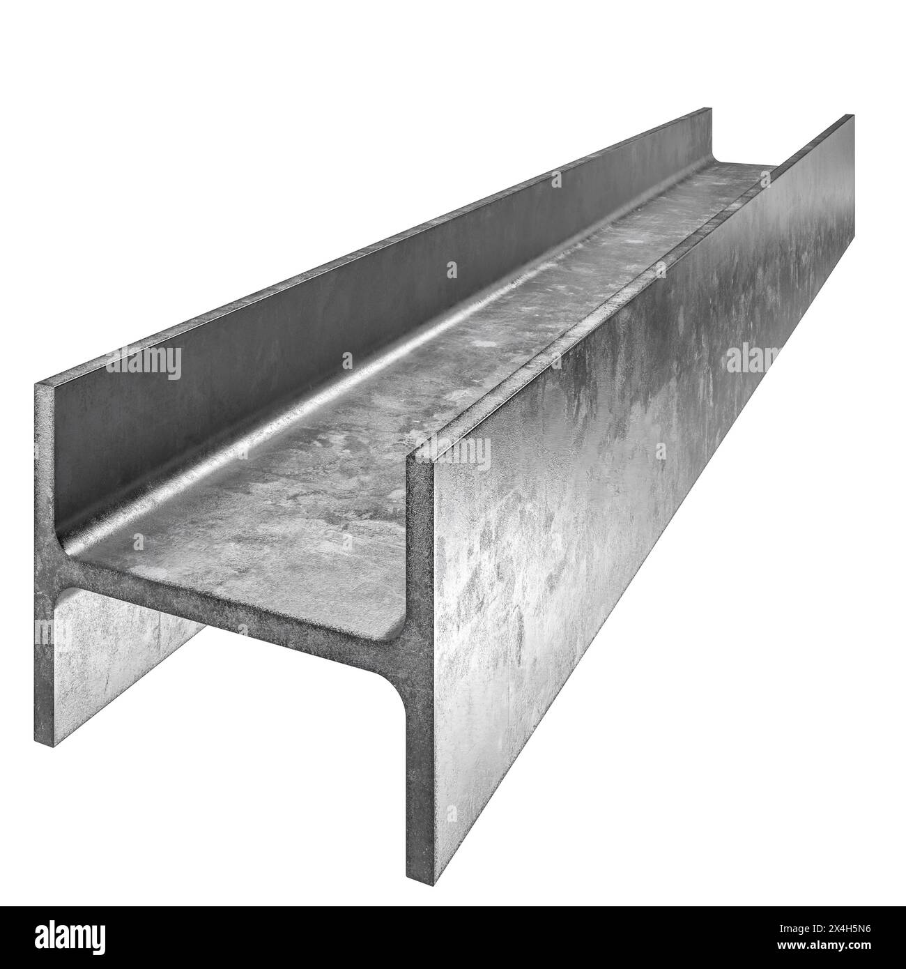 Immagine di alta qualità di un fascio i metallico utilizzato per la costruzione, isolato su uno sfondo bianco Foto Stock