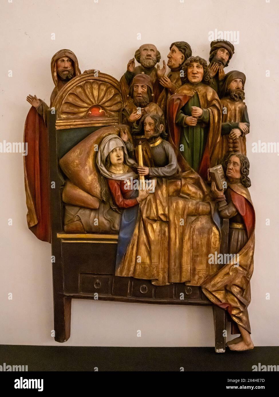 Scultura religiosa in legno, Burg Meersburg, Old Casltle, Germania Foto Stock