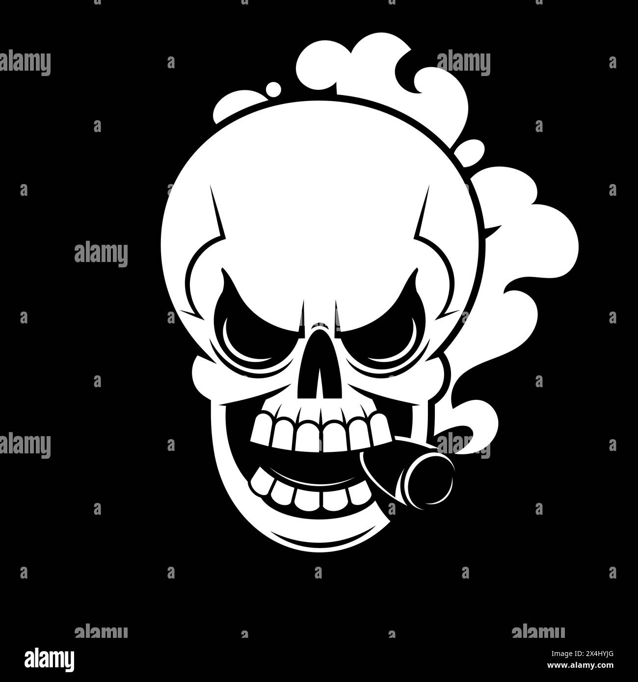 Illustrazione disegnata a mano con foglie di cranio e pianta e forme geometriche. Stampa vintage tatuaggio. illustrazione vettoriale. modello abbigliamento e t-shirt d Illustrazione Vettoriale