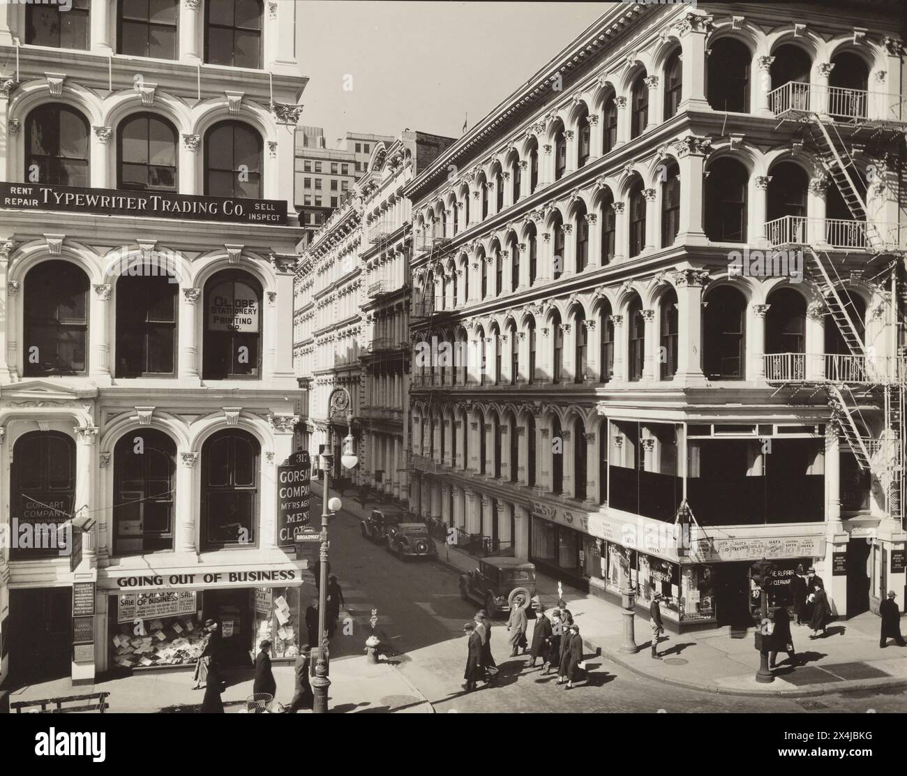 Broadway e Thomas Street, New York City, New York, USA, Berenice Abbott, Federal Art Project, "Changing New York", marzo 1936 Foto Stock