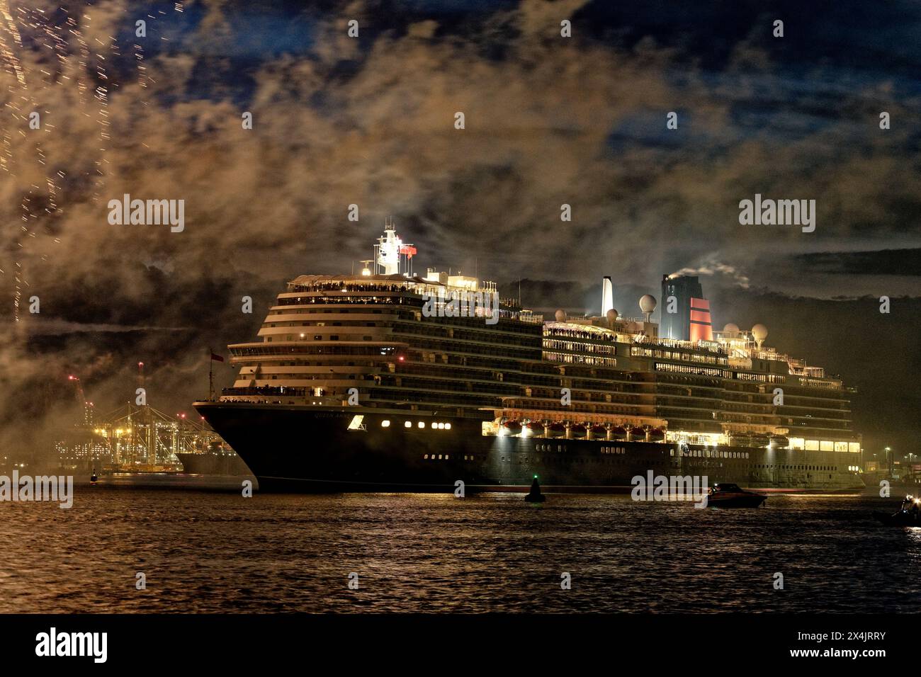 Southampton, Regno Unito, 05/03/2024, la regina Anna di Cunard parte dal porto di Southampton per la sua prima crociera. Crediti: Michael Palmer/Alamy Live News Foto Stock
