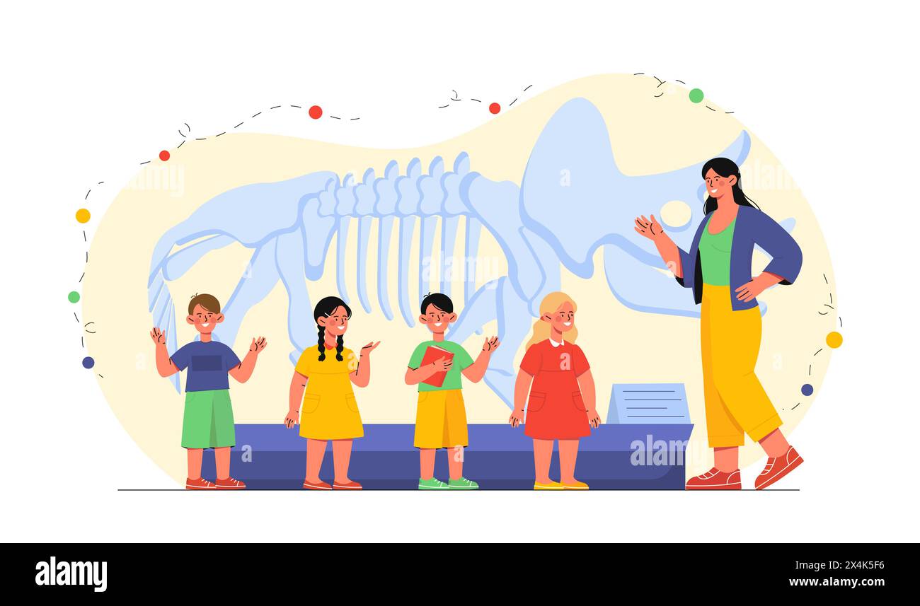 Donna con bambini in un vettore museale Illustrazione Vettoriale