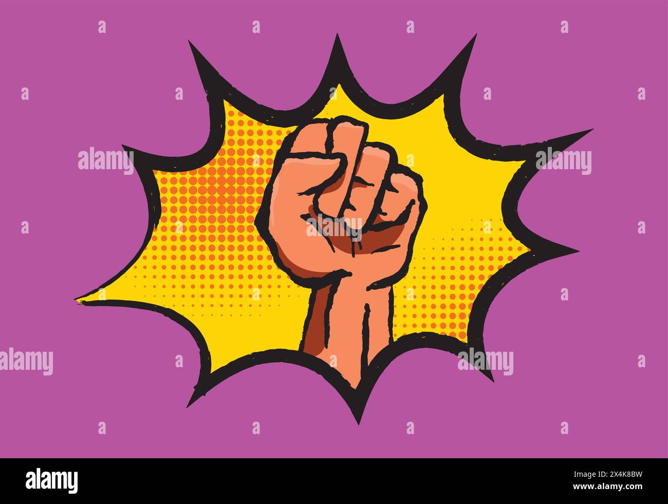Il simbolo del pugno di rivolta con la bollatura mobile del cartone animato Illustrazione Vettoriale