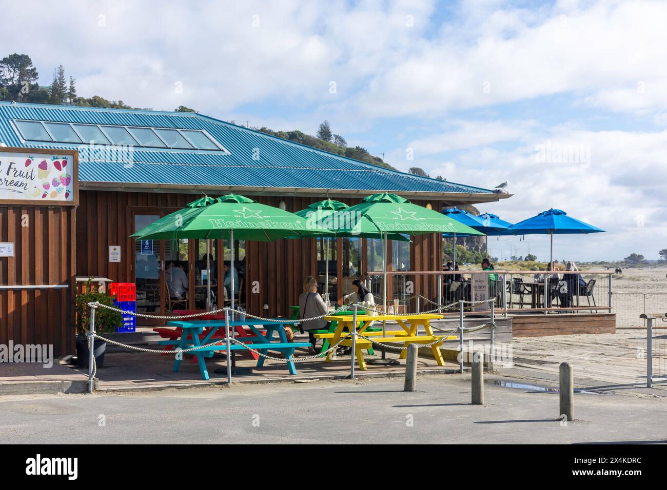 Beach Bar Restaurant, Esplanade, Sumner, Christchurch (Ōtautahi), Canterbury, nuova Zelanda Foto Stock
