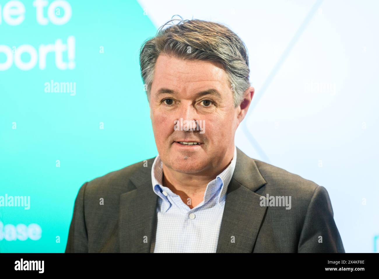 RIGA, LETTONIA. 30 aprile 2024. Geir Karlsen, CEO di Norwegian. La compagnia aerea norvegese apre la sua base presso l'aeroporto internazionale di riga (RIX). Foto Stock