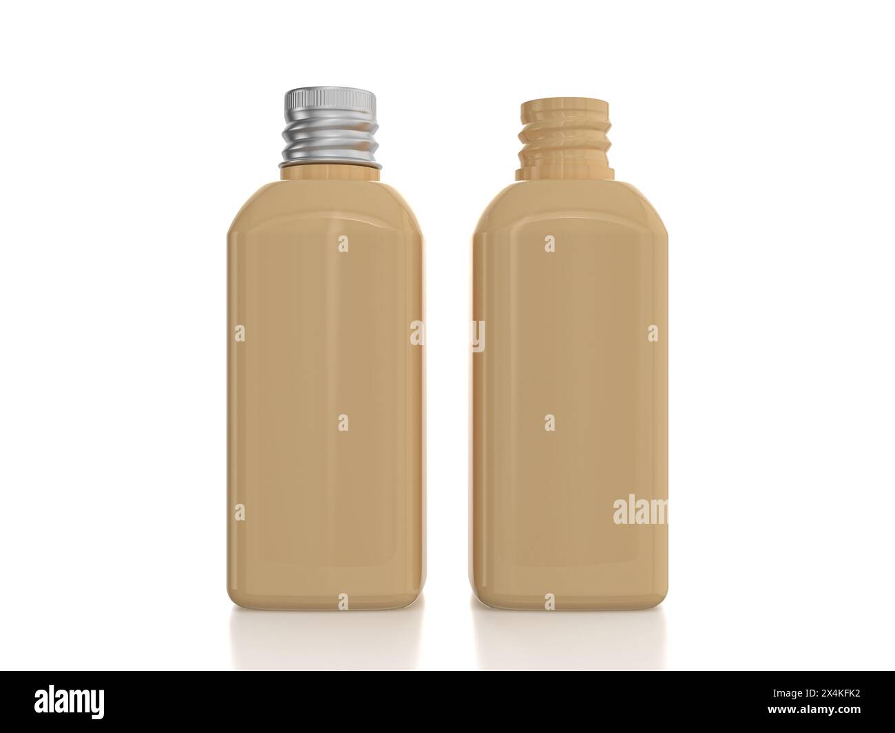 Bottiglie in ceramica su sfondo bianco. illustrazione 3d. Foto Stock