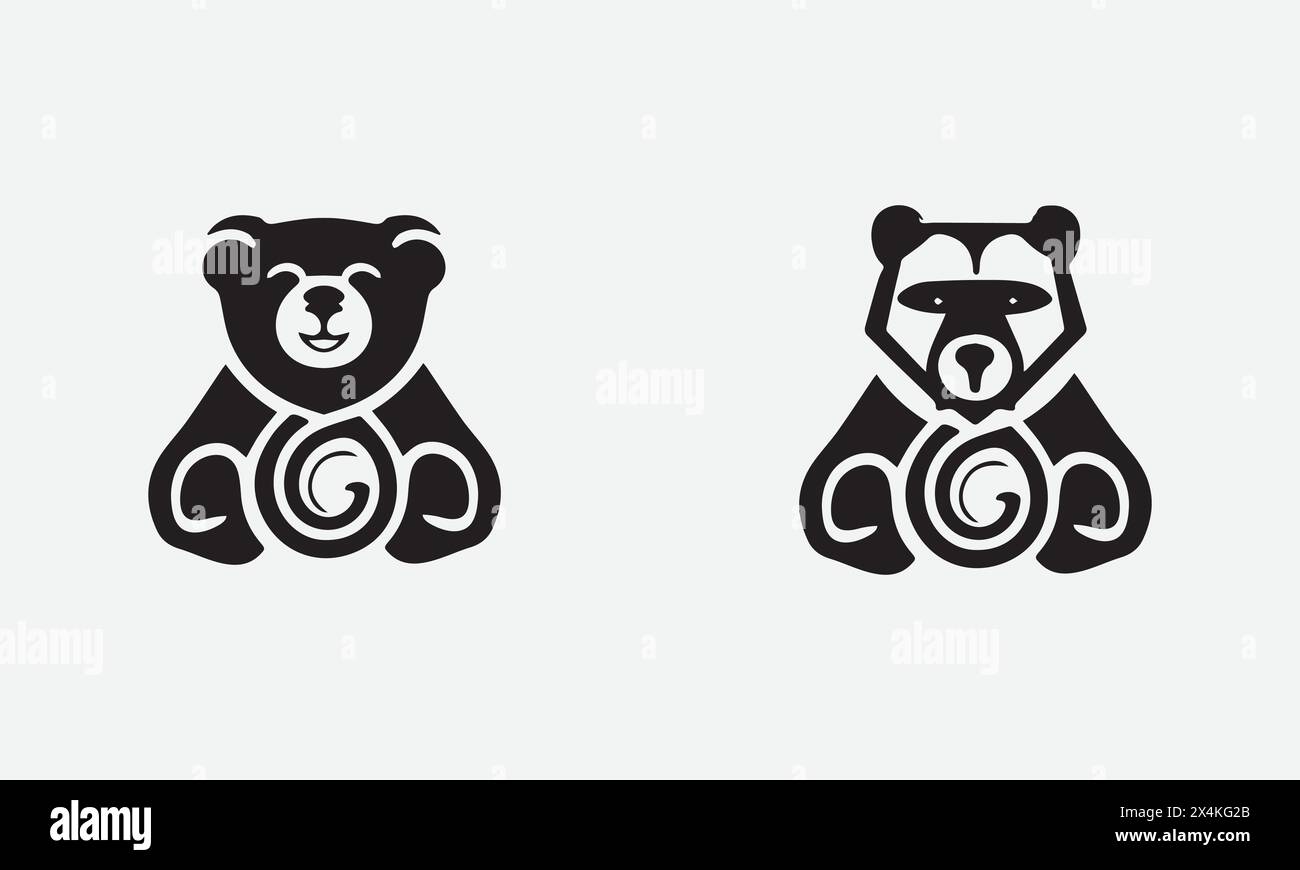 Crea un elegante e semplice orso nero EPS 10 e JPG Illustrazione Vettoriale
