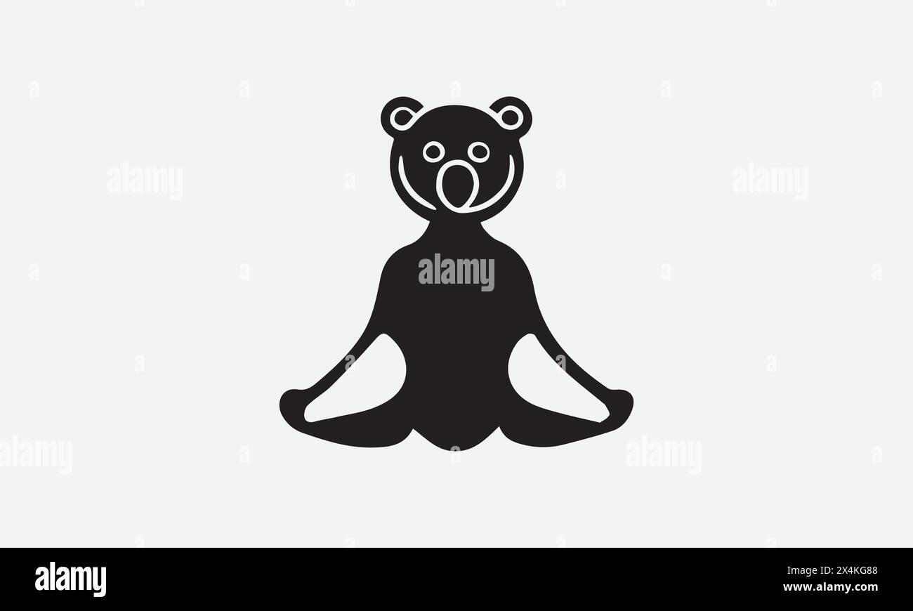 Crea una semplice ed elegante icona Black Bear Yoga EPS 10 e JPG Illustrazione Vettoriale