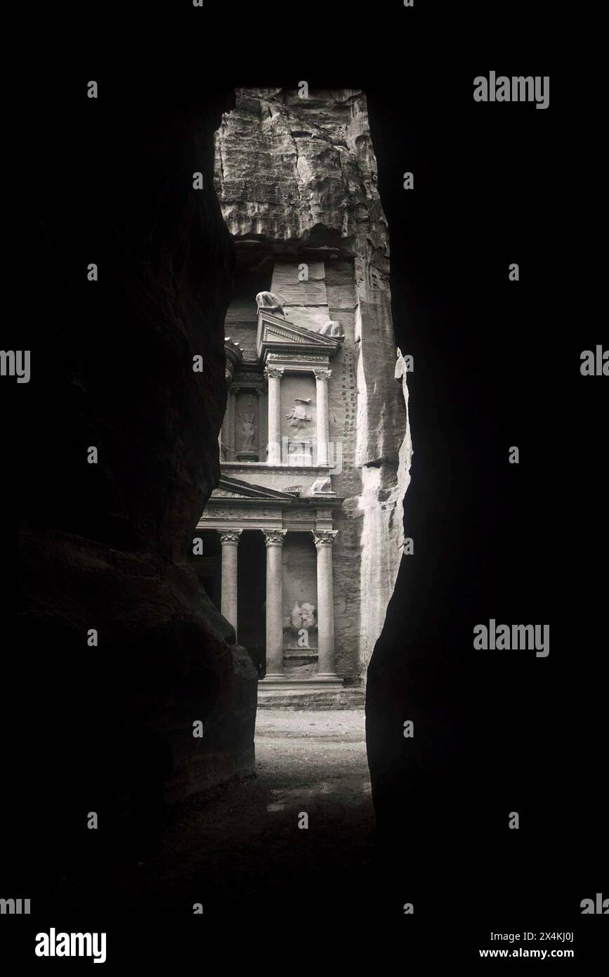 Al-Khazneh Treasury, Siq Fragure, Petra, Giordania Foto Stock