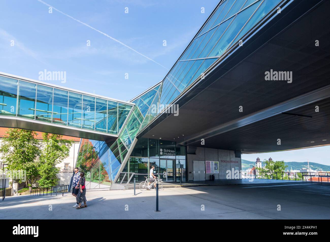Linz: Castello, museo Schlossmuseum, nuova costruzione dell'ala sud a Donau, Oberösterreich, alta Austria, Austria Foto Stock
