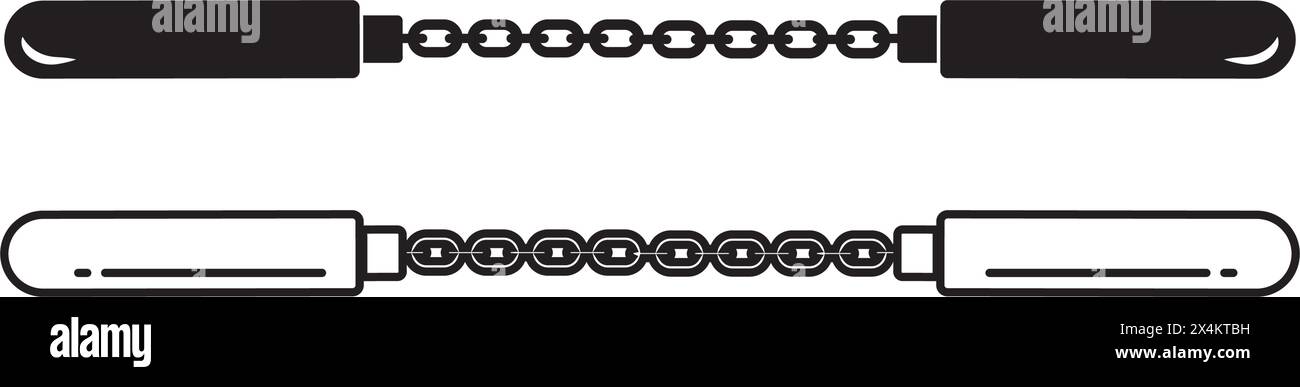 Icona nunchaku illustrazione vettoriale disegno del simbolo Illustrazione Vettoriale