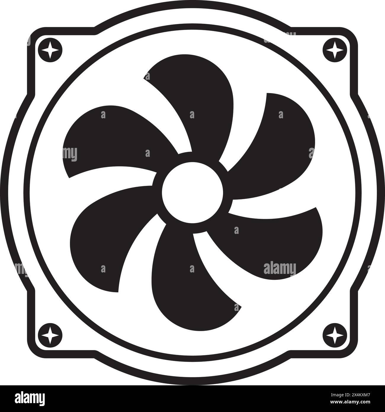 Ventola di scarico raffreddamento ad aria icona ventola CPU, illustrazione vettoriale design semplice Illustrazione Vettoriale