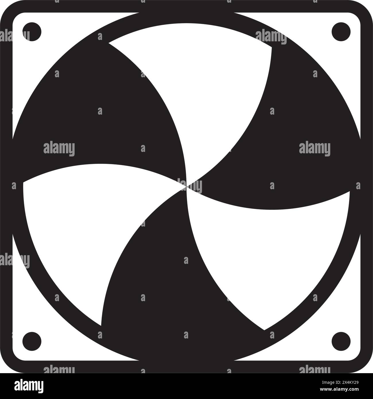 Ventola di scarico raffreddamento ad aria icona ventola CPU, illustrazione vettoriale design semplice Illustrazione Vettoriale