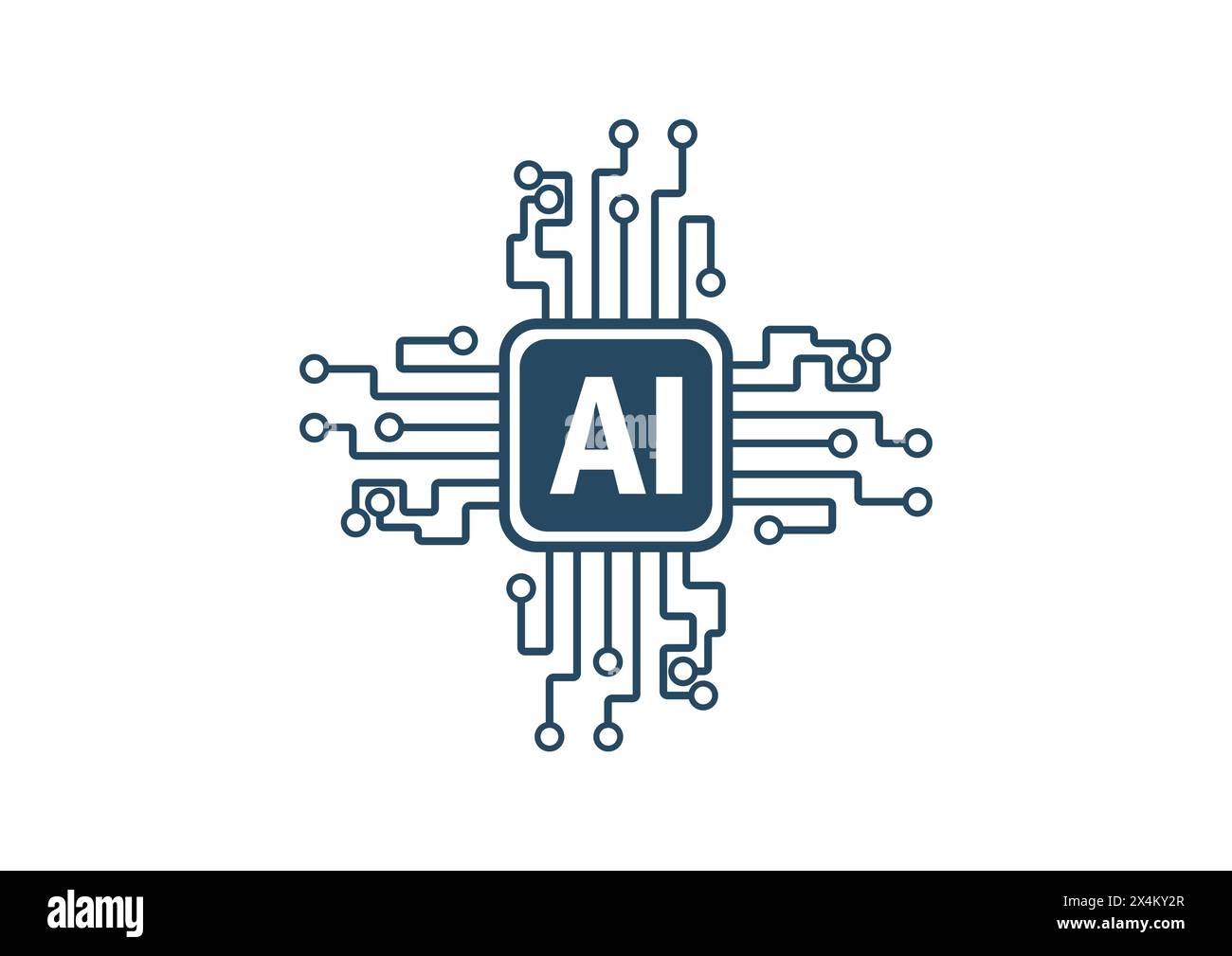 Icona del chip del processore di intelligenza artificiale Logo Design Vector. Modello di progettazione del logo della tecnologia AI Illustrazione Vettoriale