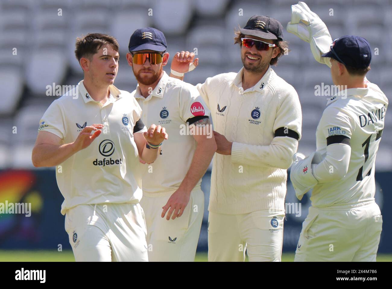 Londra. 4 maggio 2024. Azione durante il secondo giorno della partita County Championship Division Two tra Middlesex e Leicestershire al Lord's Cricket Ground. Crediti: Matthew Starling / Alamy Live News Foto Stock