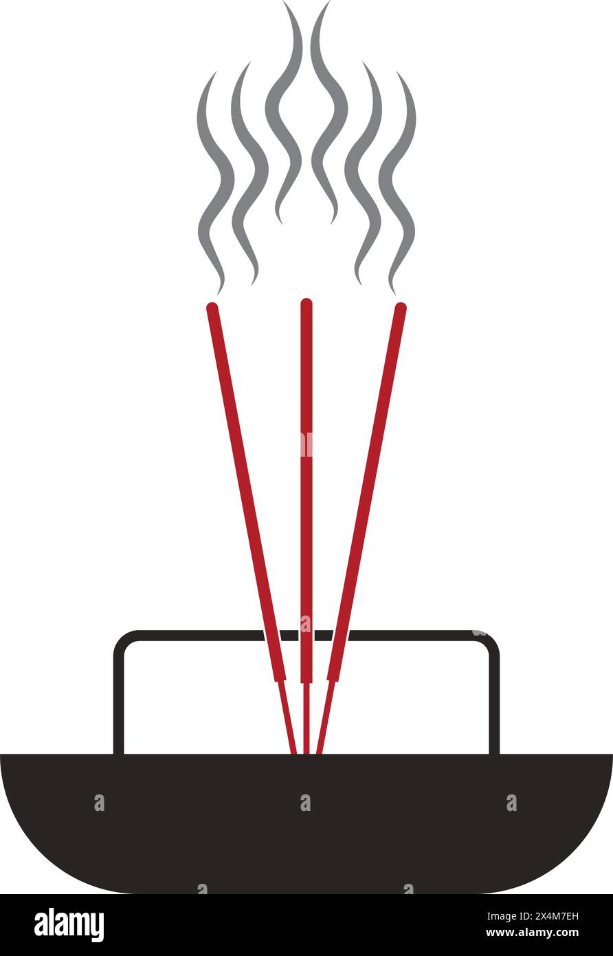 Icona del vettore dell'incenso di preghiera cinese, illustrazione, simbolo, disegno Illustrazione Vettoriale