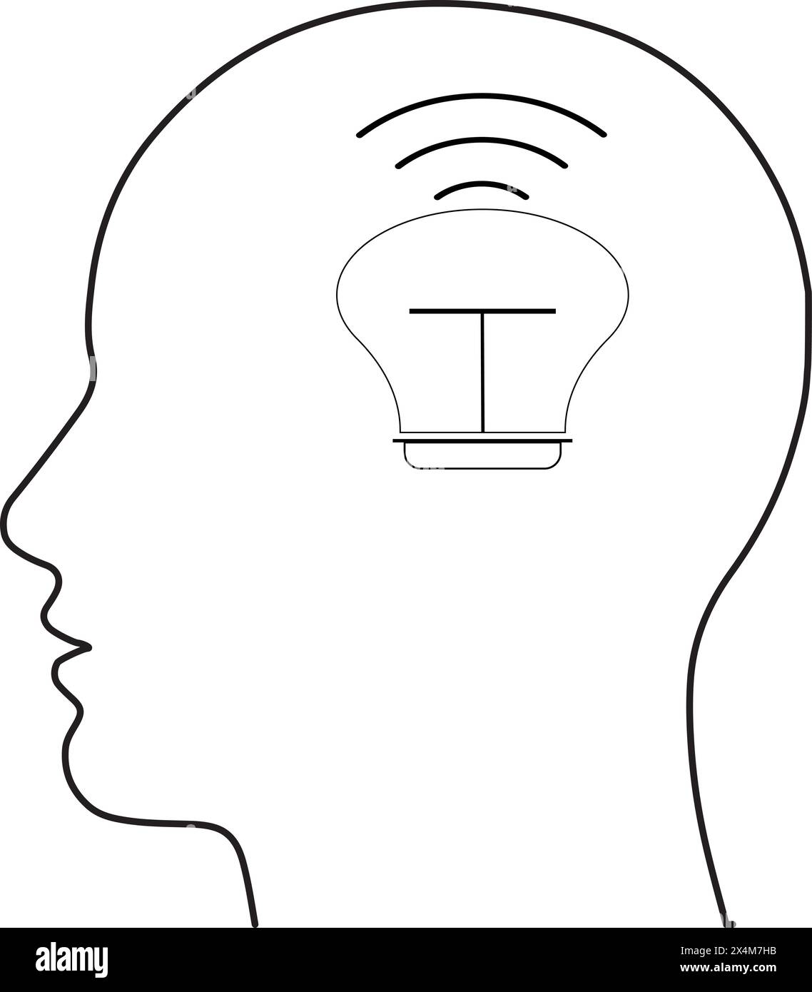 Icona del contorno vettoriale della lampadina Smart WiFi o illustrazione del simbolo Illustrazione Vettoriale