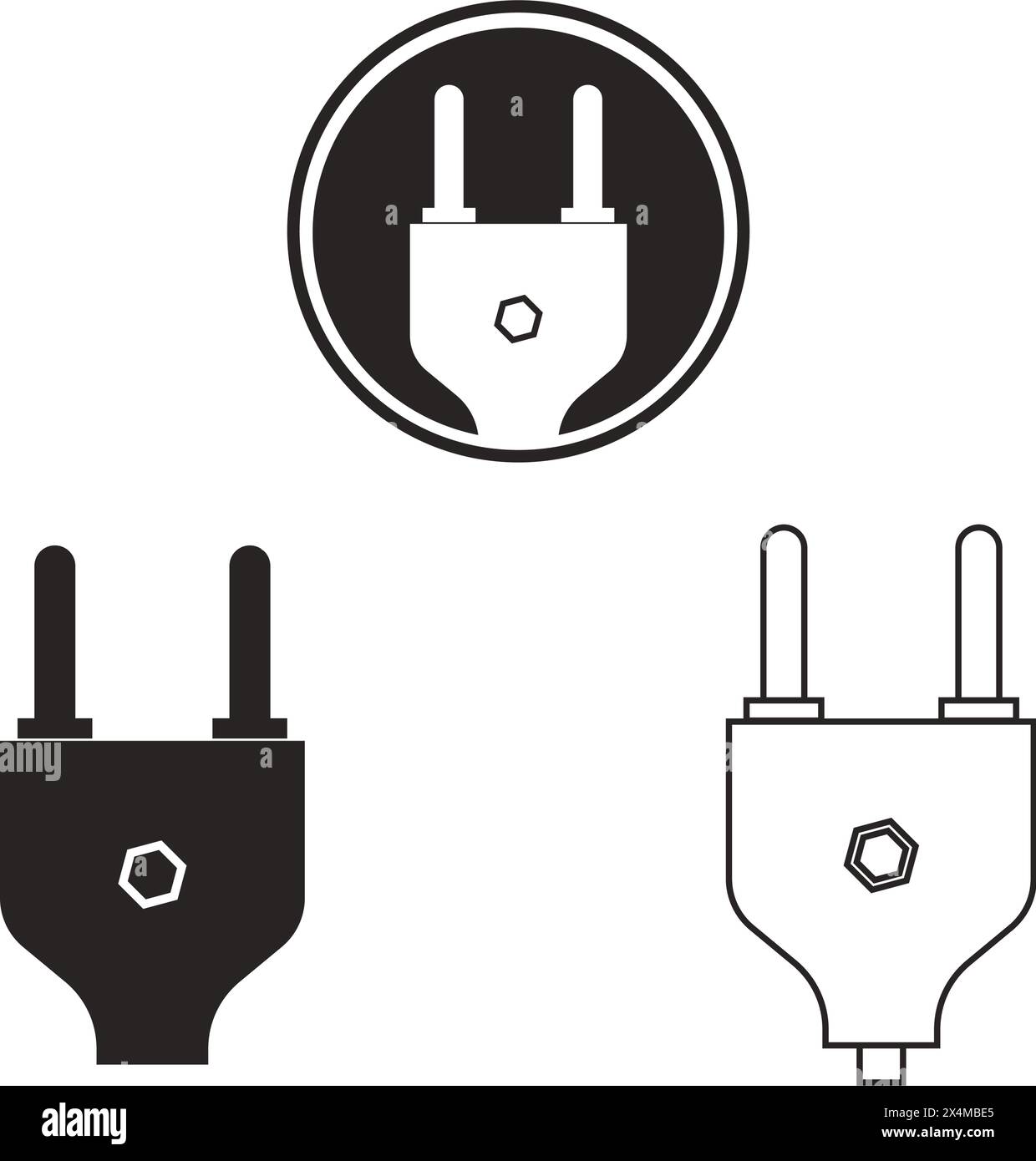 Icona della spina elettrica disegno del simbolo della figura vettoriale Illustrazione Vettoriale